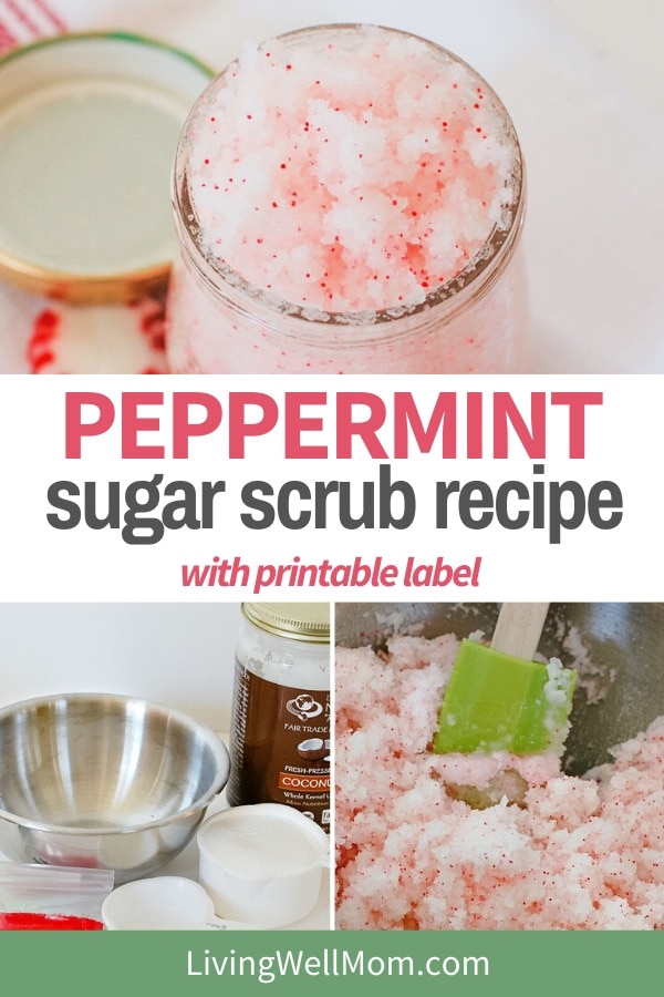 peppermint sugar scrub recipe with printable label