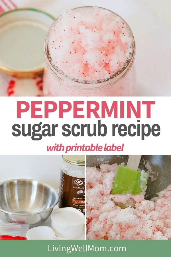 peppermint sugar scrub recipe with printable label
