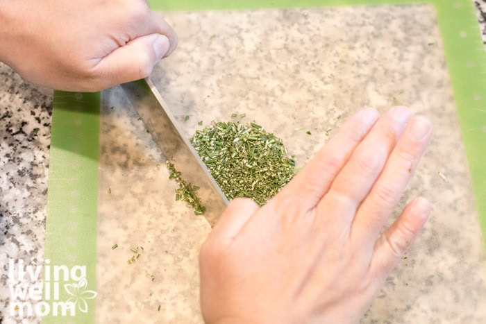 chopping herbs