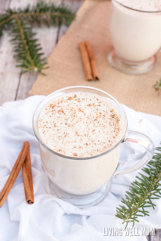 vegan nog in a glass mug