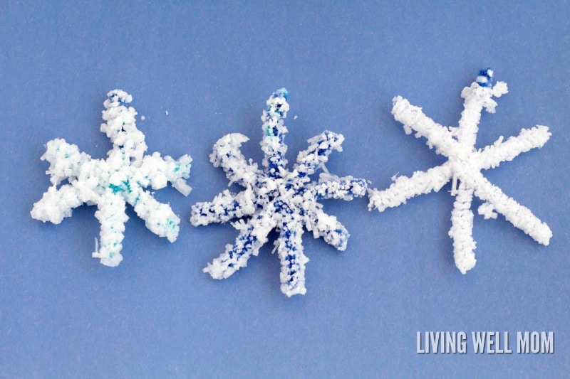 diy salt crystal snowflakes