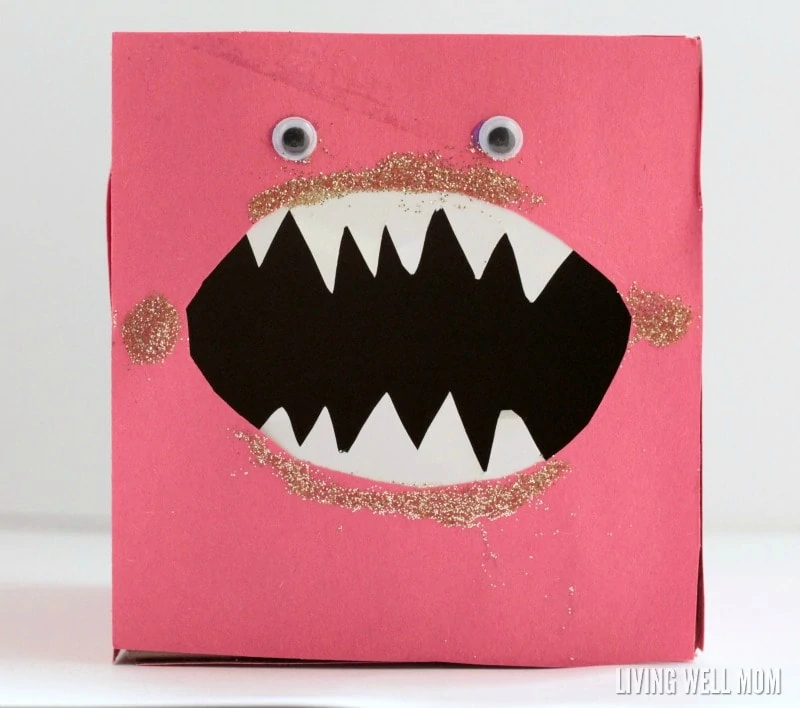 This cute “Love Bites” Valentine Card Box is a fun craft for kids AND a great place to store their Valentine’s Day cards!