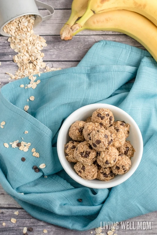 Sweetened only with bananas and honey, Banana Snack Balls are a tasty gluten-free snack kids love! Moms love this recipe too - it takes just 5 minutes to make, is no-bake, and has simple, wholesome ingredients.