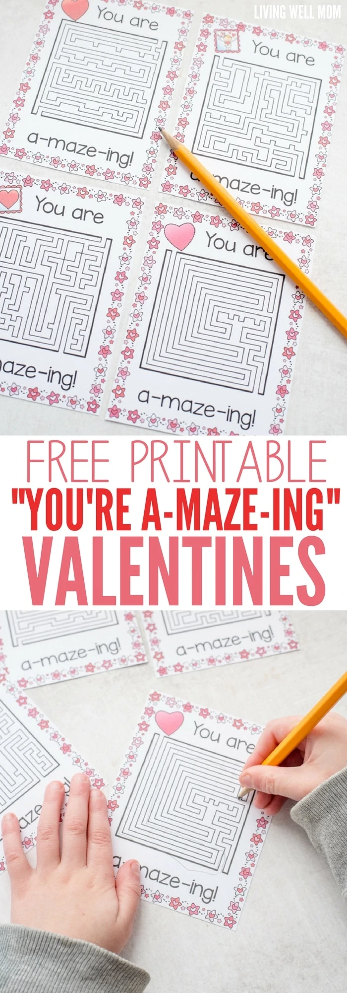 Printable Valentine Card, Kids Valentine Card, Valentine Maze, DIY