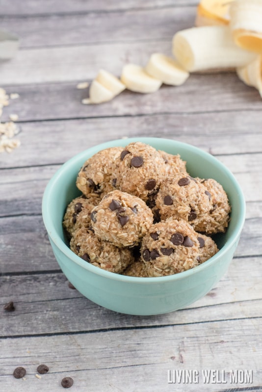 Sweetened only with bananas and honey, Banana Snack Balls are a tasty gluten-free snack kids love! Moms love this recipe too - it takes just 5 minutes to make, is no-bake, and has simple, wholesome ingredients.