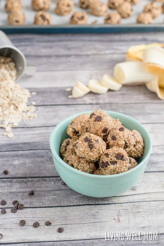 Sweetened only with bananas and honey, Banana Snack Balls are a tasty gluten-free snack kids love! Moms love this recipe too - it takes just 5 minutes to make, is no-bake, and has simple, wholesome ingredients.