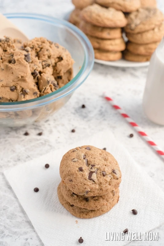 Dairy-free chocolate chip cookies so delicious, no one will guess they're gluten-free too! They're quick and easy to make and sweetened with coconut sugar; this favorite recipe gets two thumbs up from kids and adults alike!
