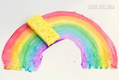 If your kids love rainbows, then they will adore this colorful rainbow craft! Sponge painting has never been as colorful or fun as it is now!