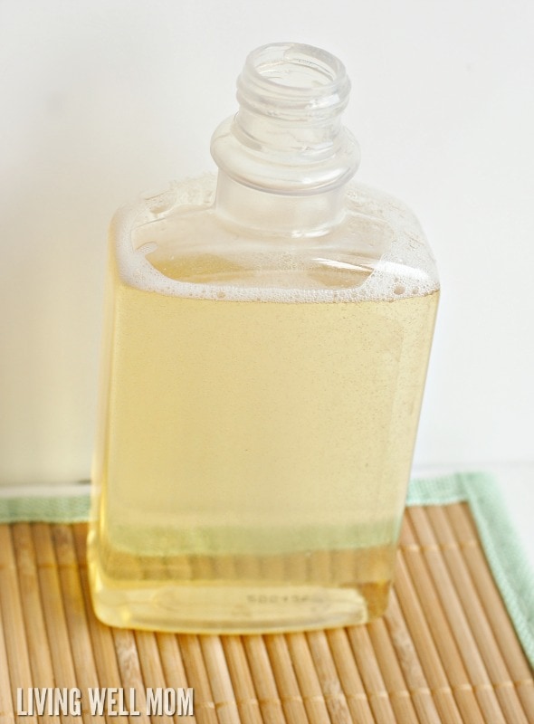 homemade natural body wash in plastic container