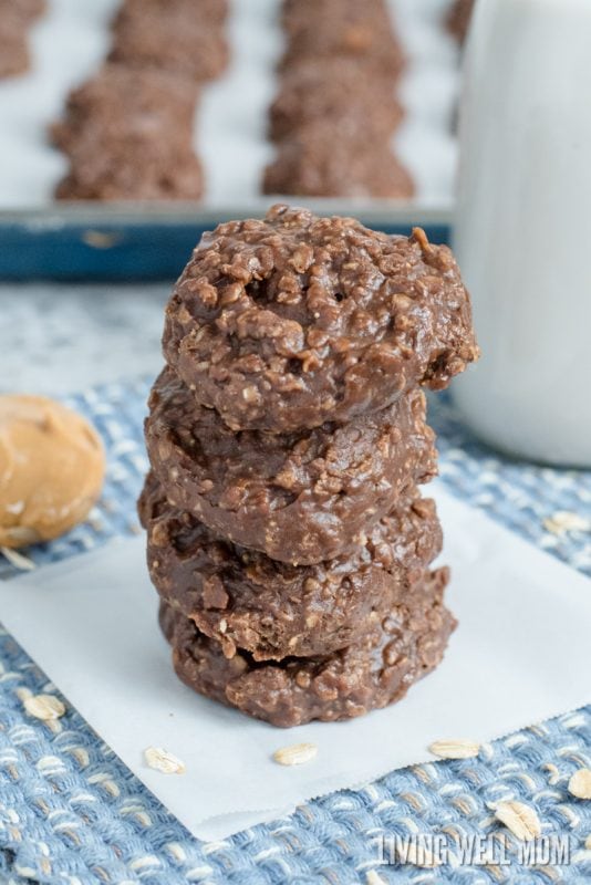 No-Bake Chocolate Peanut Butter Cookies require just 5 minutes of prep time. This easy dairy-free, gluten-free recipe is so delicious, kids and adults alike will gobble up these cookies!