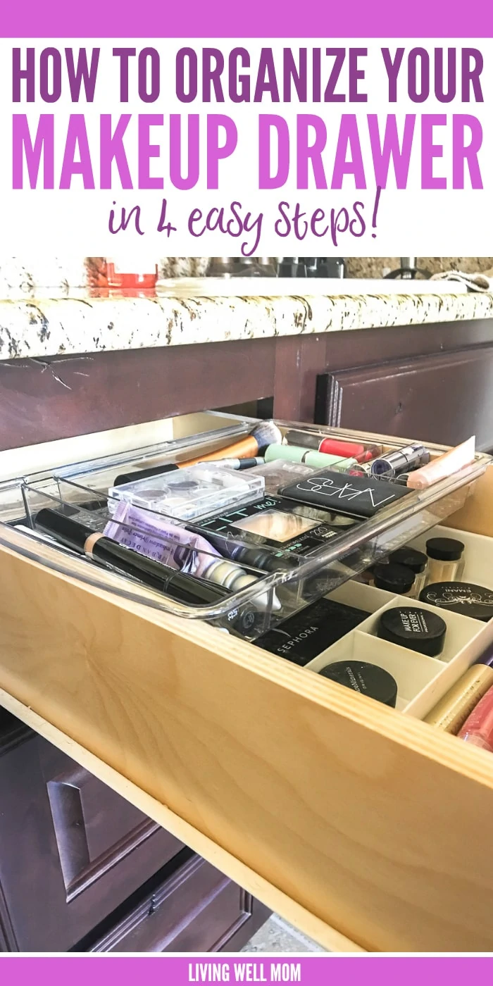 makeup drawer with organized sections
