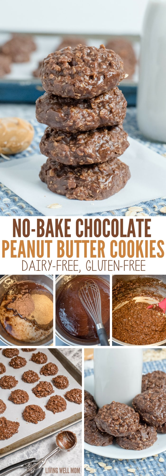 Dairy-Free No-Bake Chocolate Peanut Butter Cookies