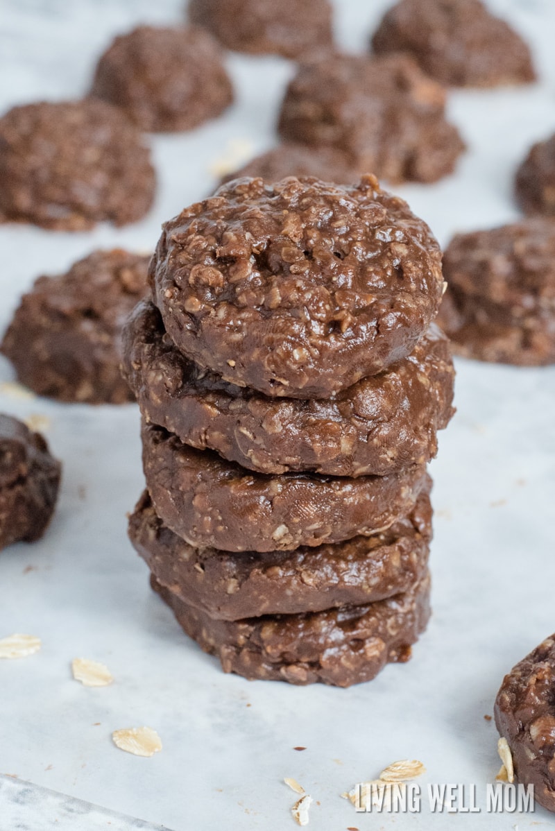 a stack of oatmeal chocolate oat cookies