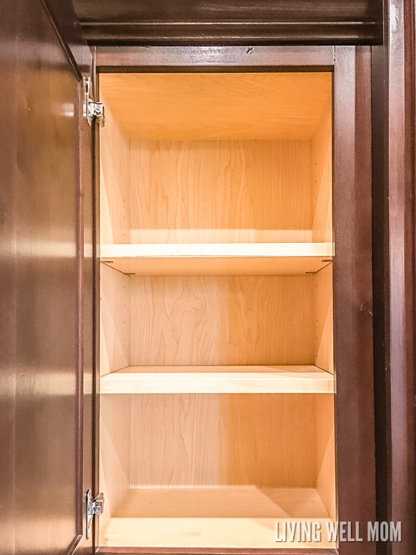 clean empty cabinet with 2 shelves