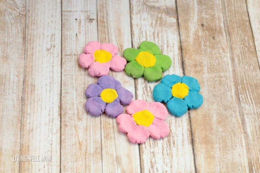 salt dough flower magnets are great activities for kids at home