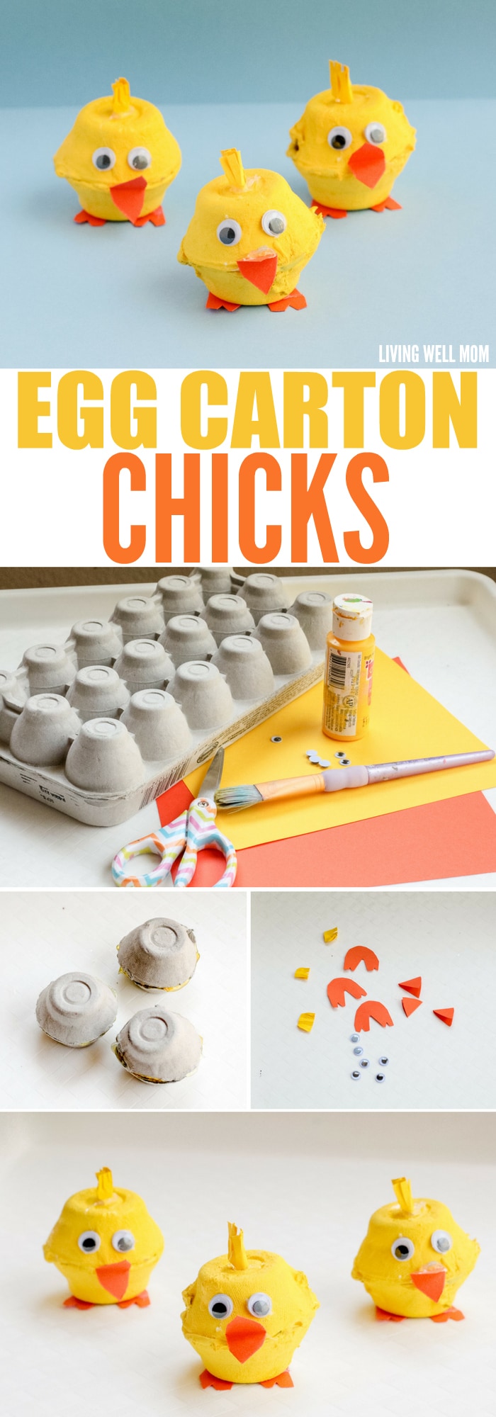 Egg Carton Chicks are cute Easter or springtime decorations or simply as a cute homemade toy for kids!