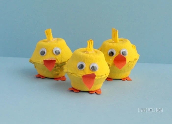 Egg Carton Chicks are cute Easter or springtime decorations or simply as a cute homemade toy for kids!