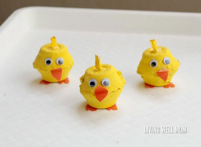 Egg Carton Chicks are cute Easter or springtime decorations or simply as a cute homemade toy for kids!