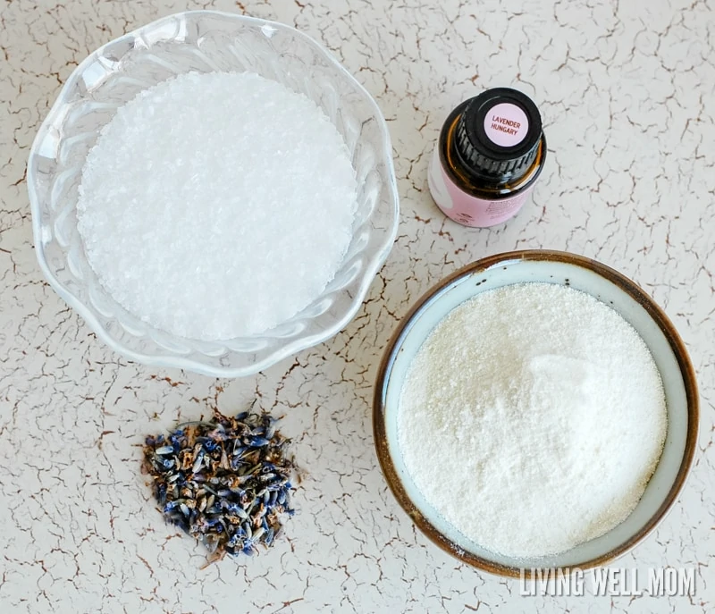 "Treat yourself to a relaxing all-natural Lavender Milk bath soak using Epsom salts and essential oils. This also makes a wonderful homemade Mother’s Day gift! "