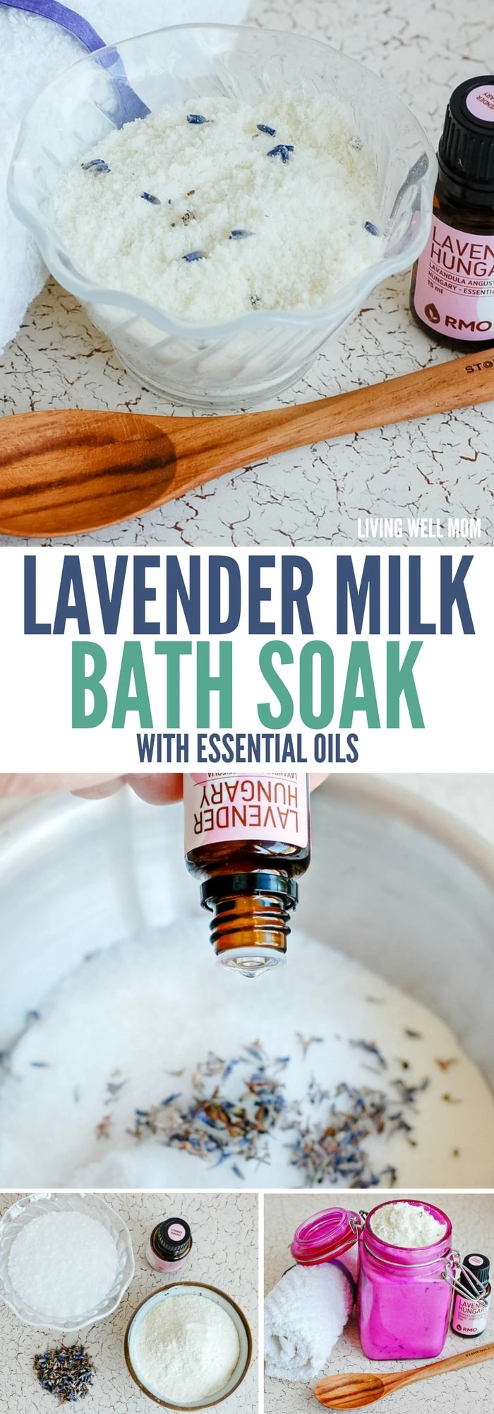 Treat yourself to a relaxing all-natural Lavender Milk bath soak using Epsom salts and essential oils. This also makes a wonderful homemade Mother’s Day gift!