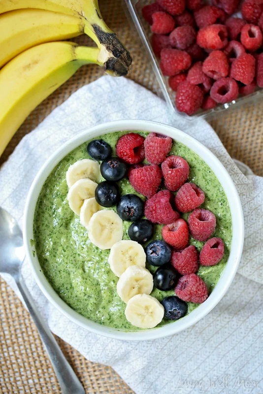 With a hint of matcha green tea, this satisfying Matcha Green Tea Smoothie Bowl is both good for you and delicious! It's packed with spinach, avocado, chia seeds, and more and can be made with or without your favorite protein powder. Plus the matcha green tea powder will give you a nice natural energy boost. This recipe is grain-free, gluten-free, dairy-free, and Paleo.