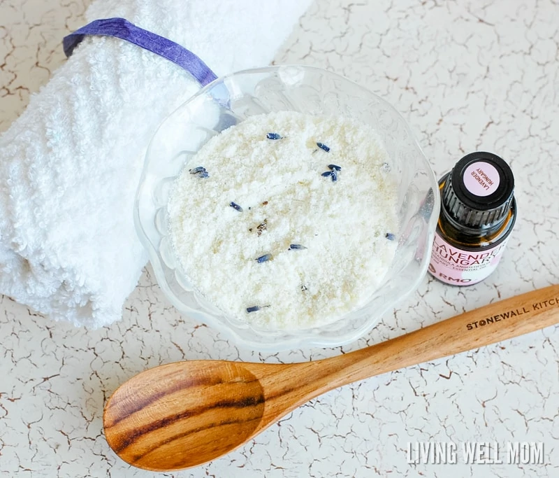 "Treat yourself to a relaxing all-natural Lavender Milk bath soak using Epsom salts and essential oils. This also makes a wonderful homemade Mother’s Day gift! "