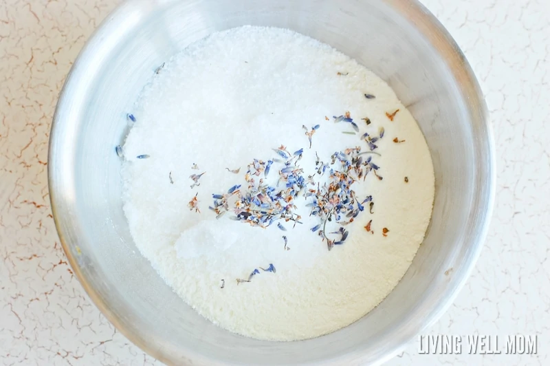 "Treat yourself to a relaxing all-natural Lavender Milk bath soak using Epsom salts and essential oils. This also makes a wonderful homemade Mother’s Day gift! "