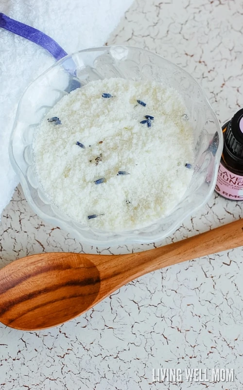"Treat yourself to a relaxing all-natural Lavender Milk bath soak using Epsom salts and essential oils. This also makes a wonderful homemade Mother’s Day gift! "
