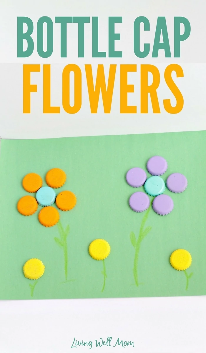 Make an adorable bottle cap garden when you make these painted bottle cap flowers! Kids will love this simple and fun craft.