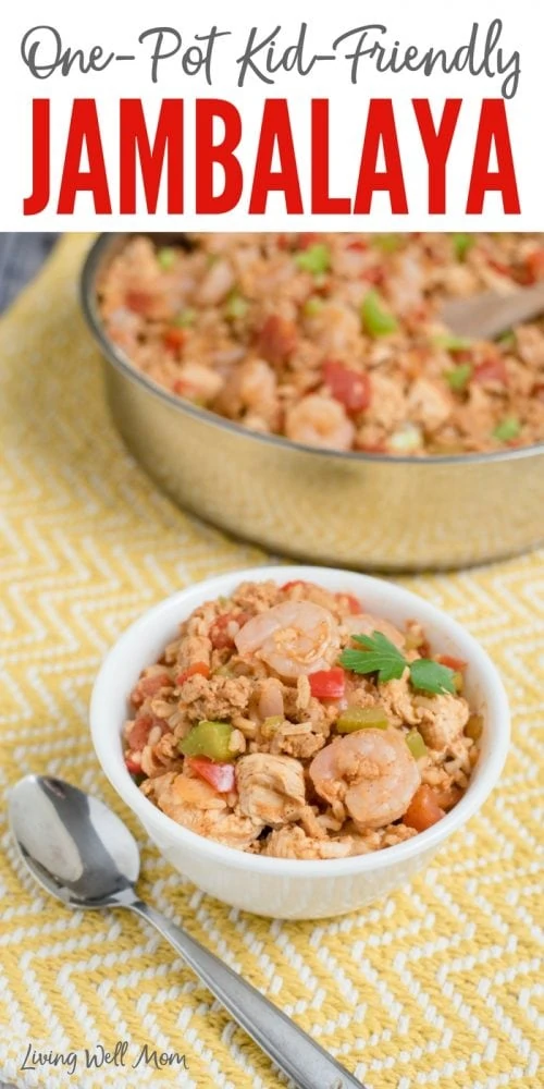 With shrimp, ground sausage, and chicken, this One-Pot Jambalaya dinner is kid-friendly and ready in 30 minutes or less!`