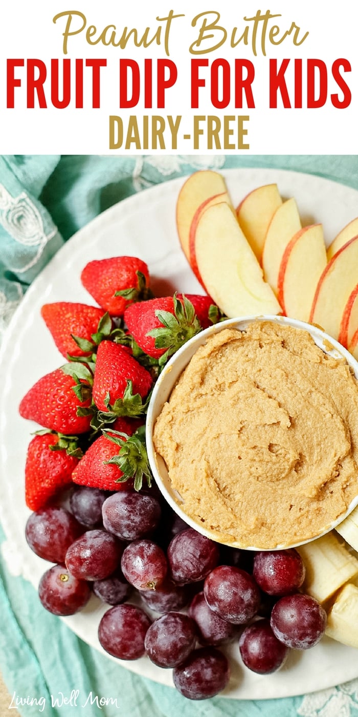 This quick and easy Peanut Butter Fruit Dip is a tasty way to add protein to a fun snack for kids. With dairy-free and nut-free options, you can easily tweak this recipe for almost any dietary needs.