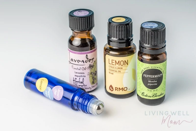 essential oil allergy roller blend with lavender, lemon, and peppermint