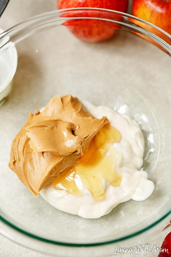 This quick and easy Peanut Butter Fruit Dip is a tasty way to add protein to a fun snack for kids. With dairy-free and nut-free options, you can easily tweak this recipe for almost any dietary needs.
