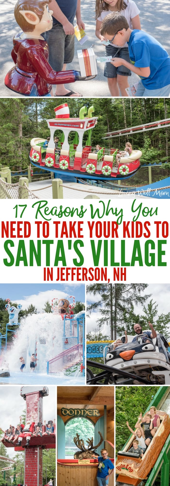 17 Reasons Why You Need to Take Your Family to Santa's Village in Jefferson, NH - from meeting Santa himself to feeding his reindeer, fun roller coasters and an awesome watermark, Santa's Village is an amazing family attraction the whole family will love!