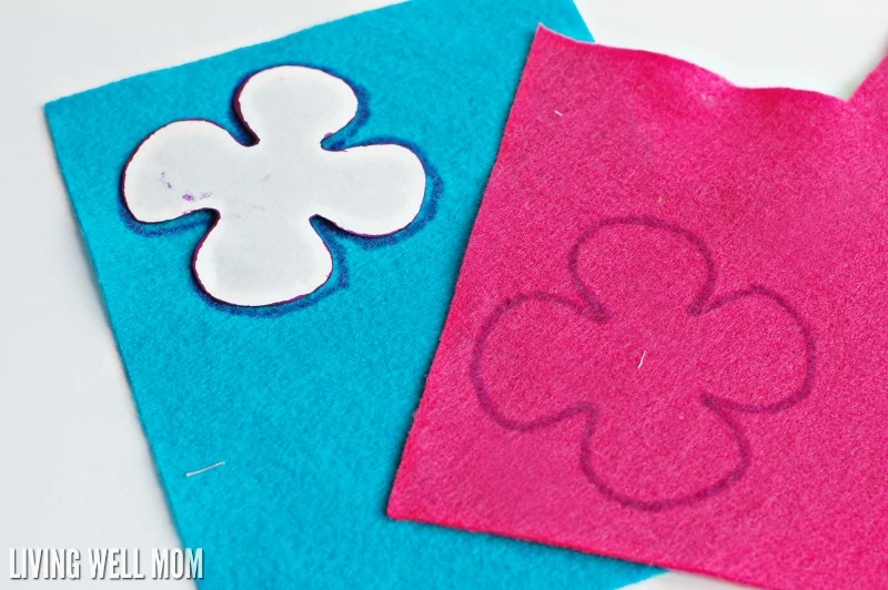 flower shapes traced onto felt