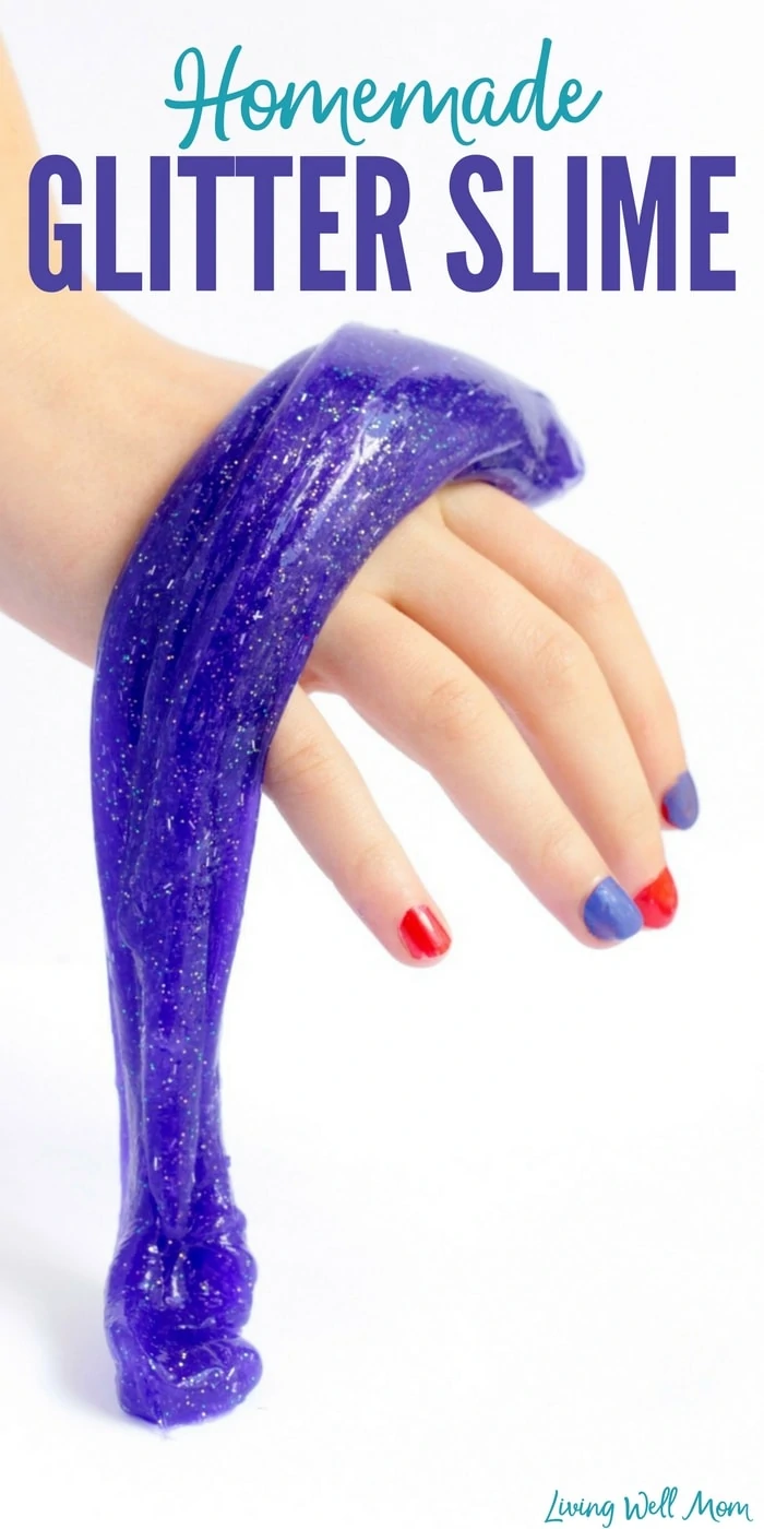 You only need 3 ingredients to make Glitter Glue Slime! Kids will love this fun, stretchy STEM activity!