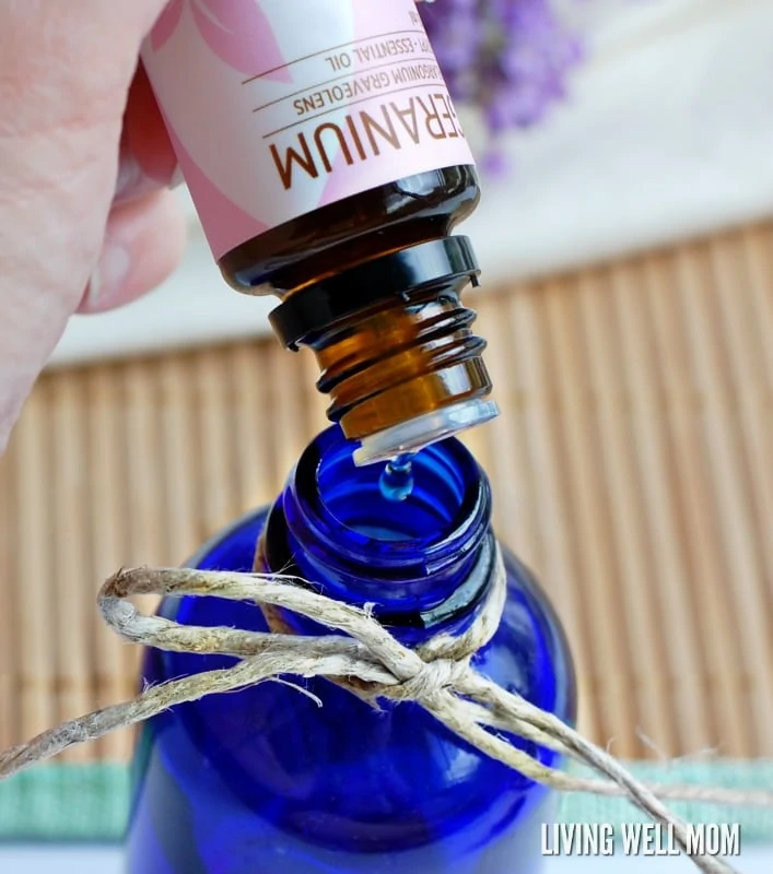 Adding geranium oil to homemade linen spray