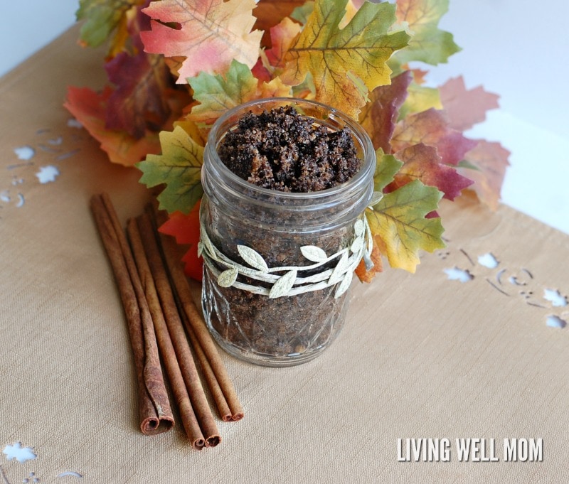 I can't believe how simple this DIY coffee scrub was to make! It only took me 5 minutes to make and uses my favorite essential oils, smells like autumn, and was so refreshing. Love this easy homemade pampering recipe!