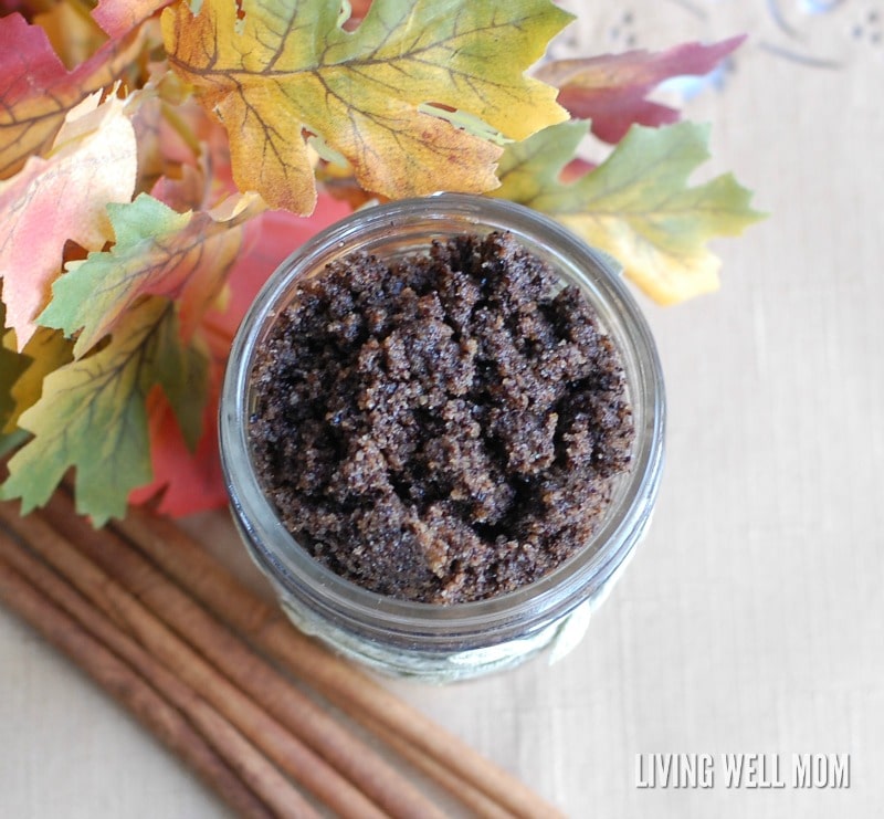 I can't believe how simple this DIY coffee scrub was to make! It only took me 5 minutes to make and uses my favorite essential oils, smells like autumn, and was so refreshing. Love this easy homemade pampering recipe!
