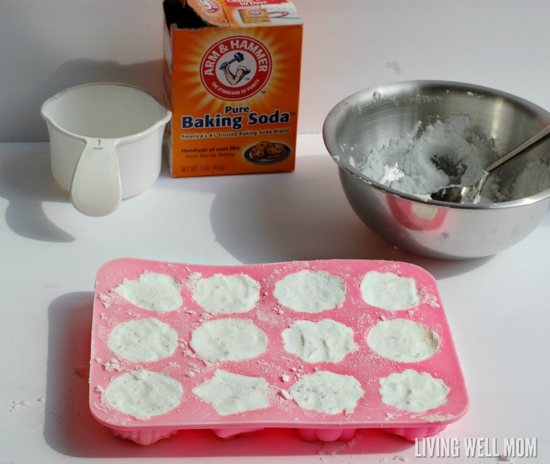 recipe mixture pressed into silicone mold