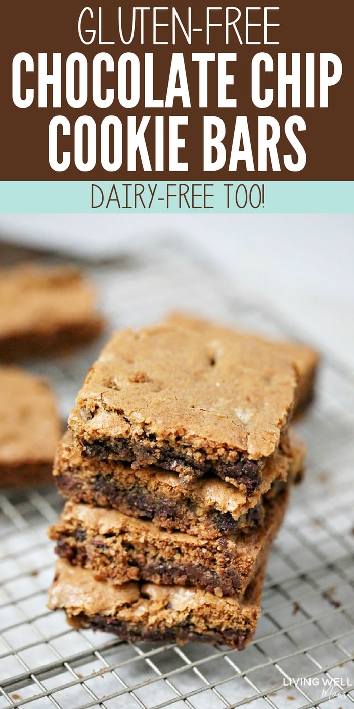These Gluten-free Chocolate Cookie Bars are deliciously chewy and dairy-free too! This is a perfect quick and easy recipe when you don't have a lot of time but are craving a sweet treat! They're so easy, kids will love helping you bake too!