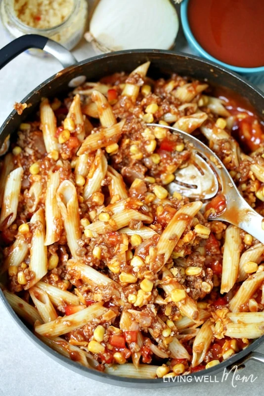 With ground sausage, this Easy Southwestern Casserole is a delicious dinner that's got flavor without too much spice. This recipe is kid-approved and a perfect busy weeknight quick-and-easy meal. Plus there's an easy gluten-free option and can be made dairy-free as well.