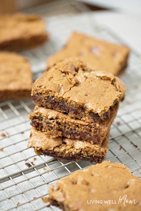 These Gluten-free Chocolate Cookie Bars are deliciously chewy and dairy-free too! This is a perfect quick and easy recipe when you don't have a lot of time but are craving a sweet treat! They're so easy, kids will love helping you bake too!