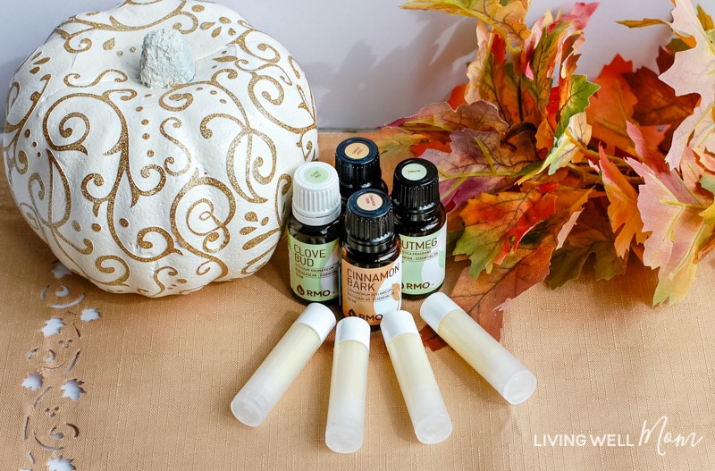 How to make DIY pumpkin spice lip balm; all you need are essential oils, 2 simple ingredients, and only 15 minutes! I love to make this all-natural lip balm as an easy homemade gift and of course, I always keep a couple tubes for myself!