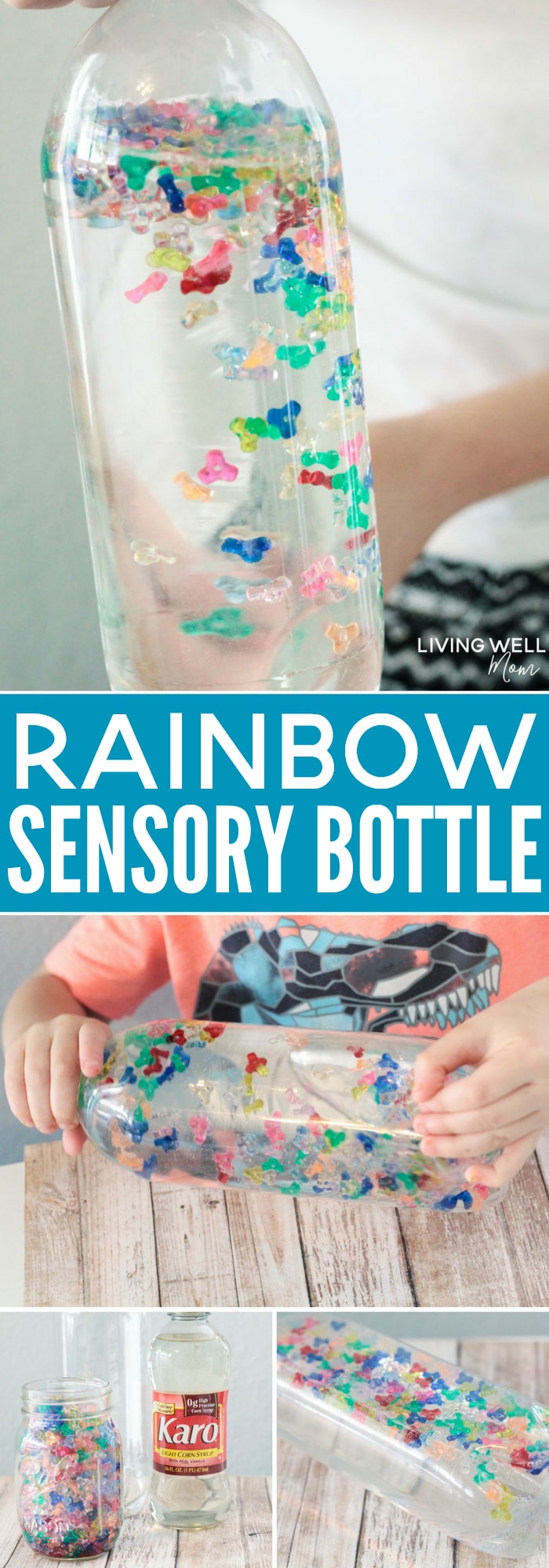 Kids of all ages love this Rainbow Sensory Bottle! It's calming for kids with autism and also works well as a timer or distraction for young children. Find out how to make your own with the easy DIY instructions here. 