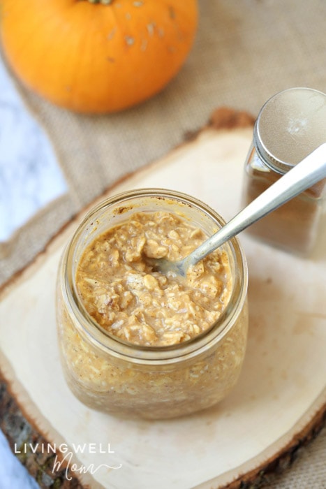 dairy free pumpkin overnight oats in a jar