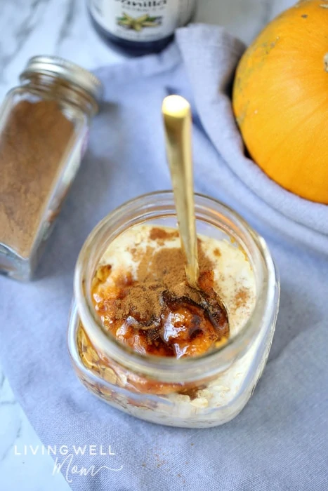 maple sweetened pumpkin overnight oats