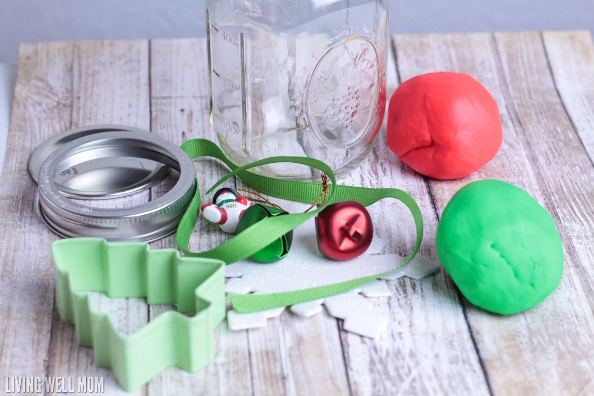 everything you need to make a Christmas playdough kit