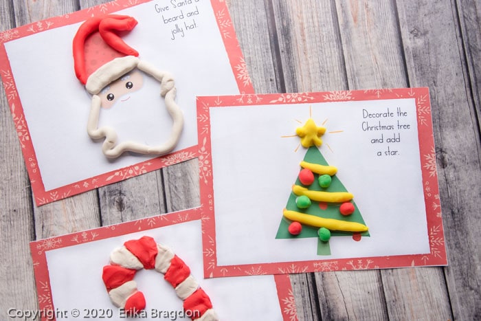 Trio of printable playdough mats for christmas