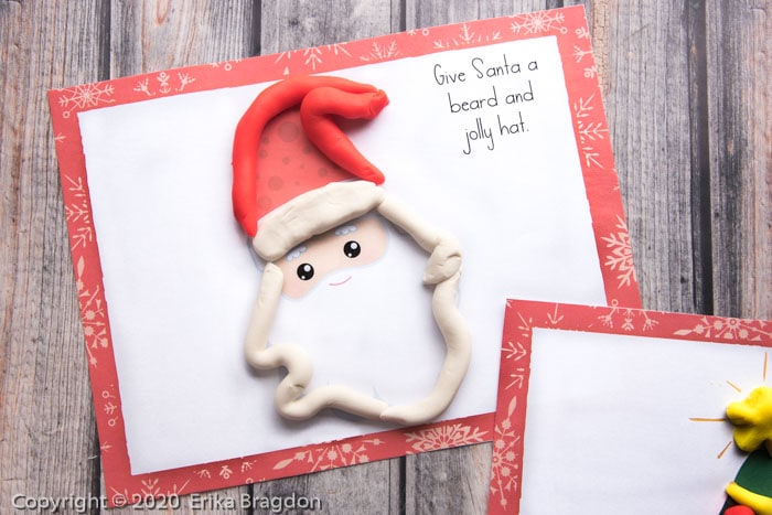 Playdough mat for Christmas featuring santa